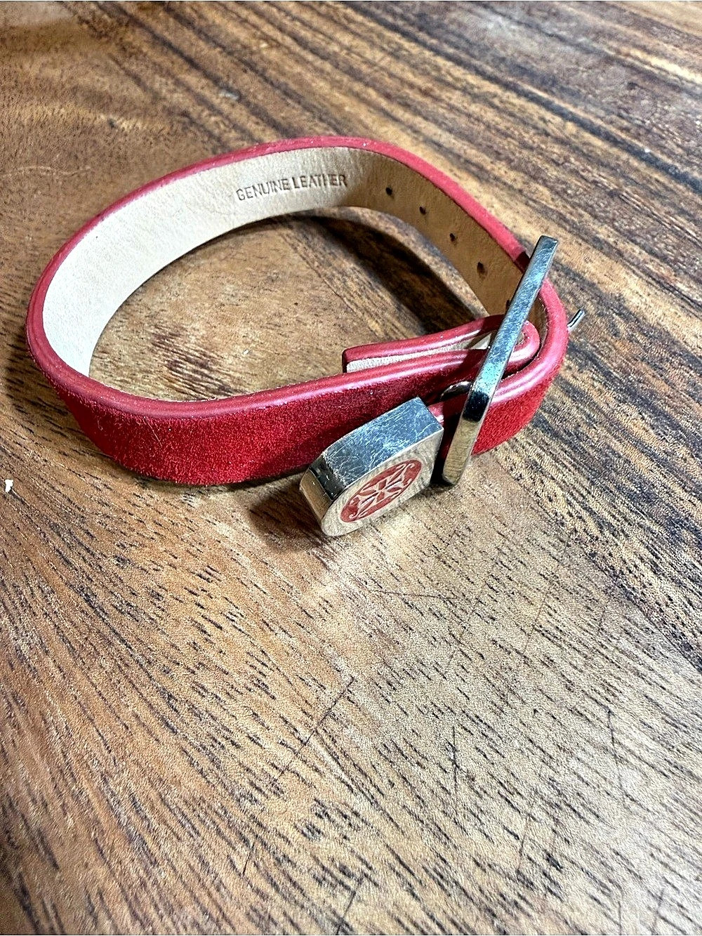 Rustic Cuff Red Leather Belt